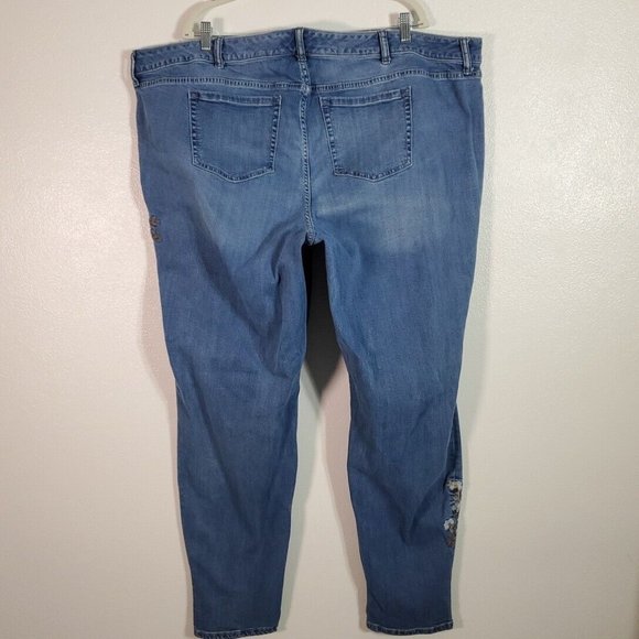 Torrid Embroidered Distressed Skinny Jeans Plus Size 28 X-Tall High Rise Stretch - Picture 5 of 10